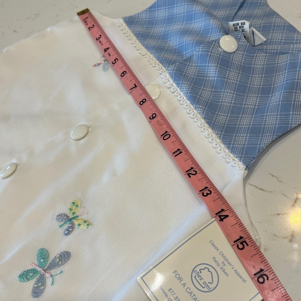 Chez Ami by Patsy Aiken Girls Blue Plaid Butterfly 2PC Set Sz 8 NWT USA - Picture 12 of 12